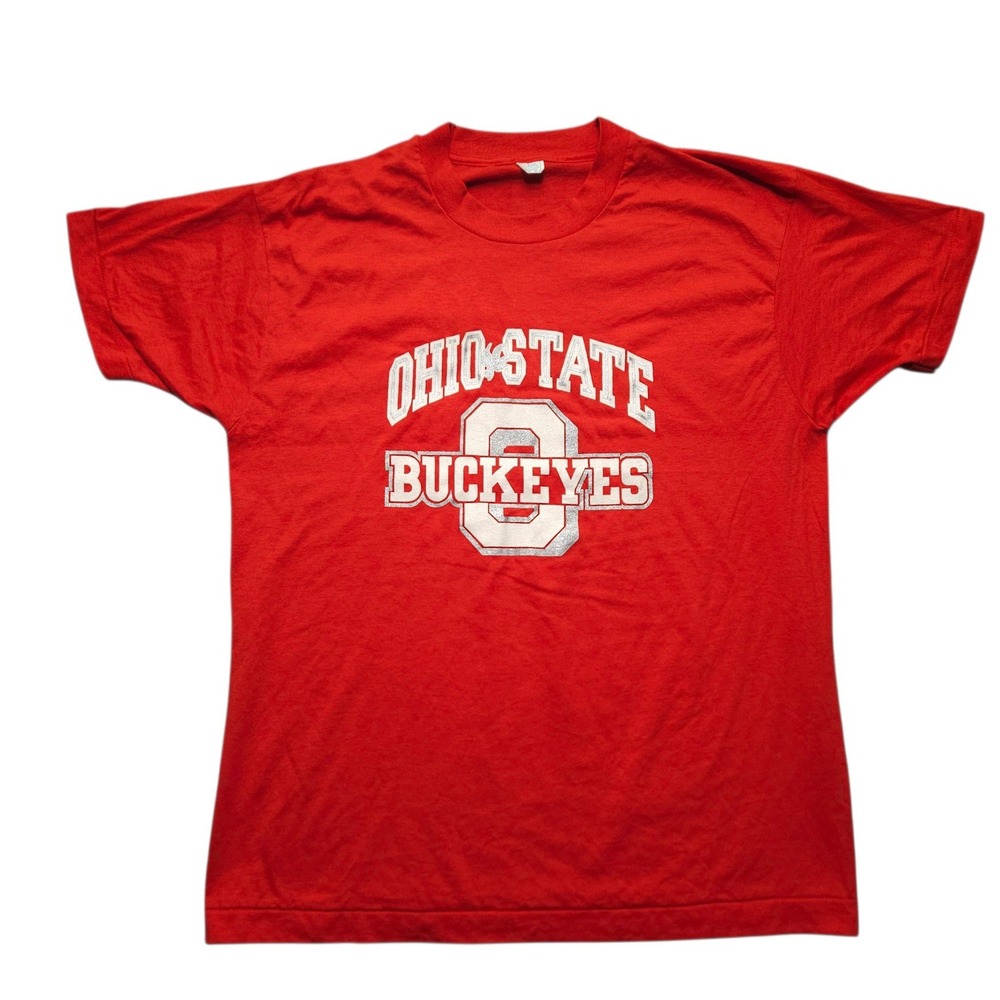 Vintage 80s Ohio State Buckeyes T-Shirt Red Graphic Tee Medium Made in USA